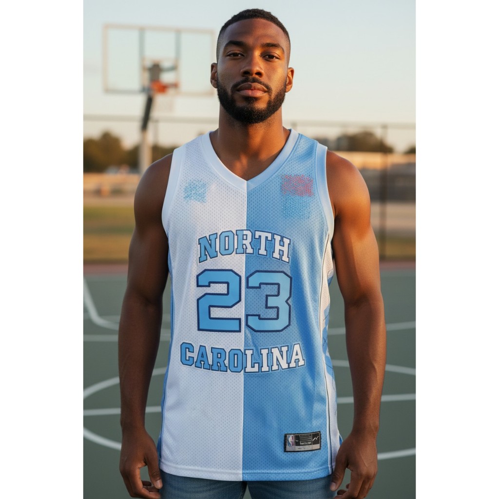 JERSEY BASKET PREMIUM IMPORT SPLIT NORTH CAROLINA #23 MICHAEL JORDAN PUTIH BIRU M N