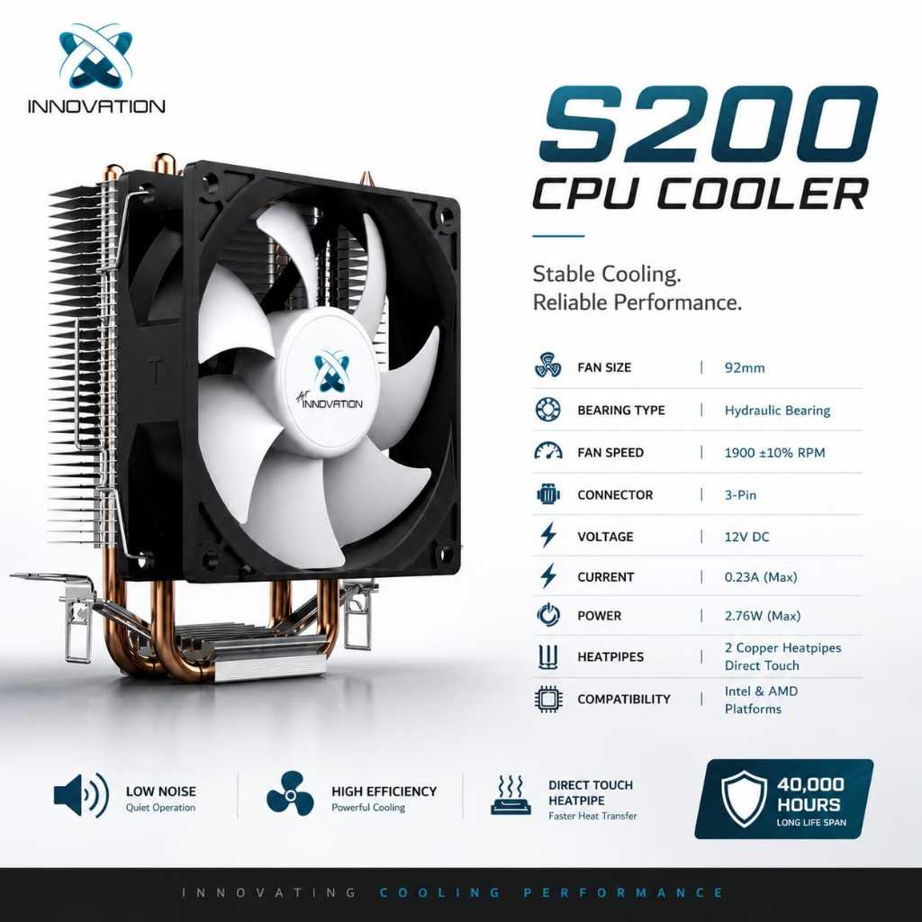 CPU Cooler Innovation S200 Fan Processor HSF Cooler