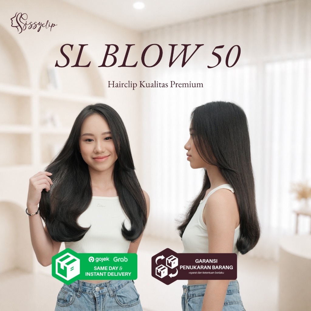 SISSYCLIP - SL BLOW 50 – Hairclip rambut lurus blow panjang 50 cm - Sambungan Rambut Instan & Natura