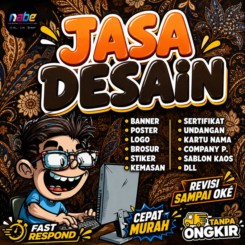 JASA DESAIN TERMURAH BISA NEGO, DESAIN LOGO, SPANDUK, BANNER, KAOS, JAKET, KEMASAN, STIKER, MENU DLL