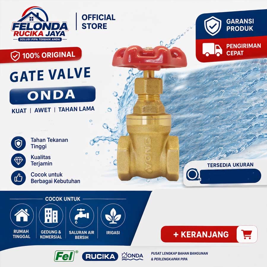 STOP KRAN AIR KUNINGAN GATE VALVE 3/4" ONDA PIT KRAN 3/4 INCH BALING