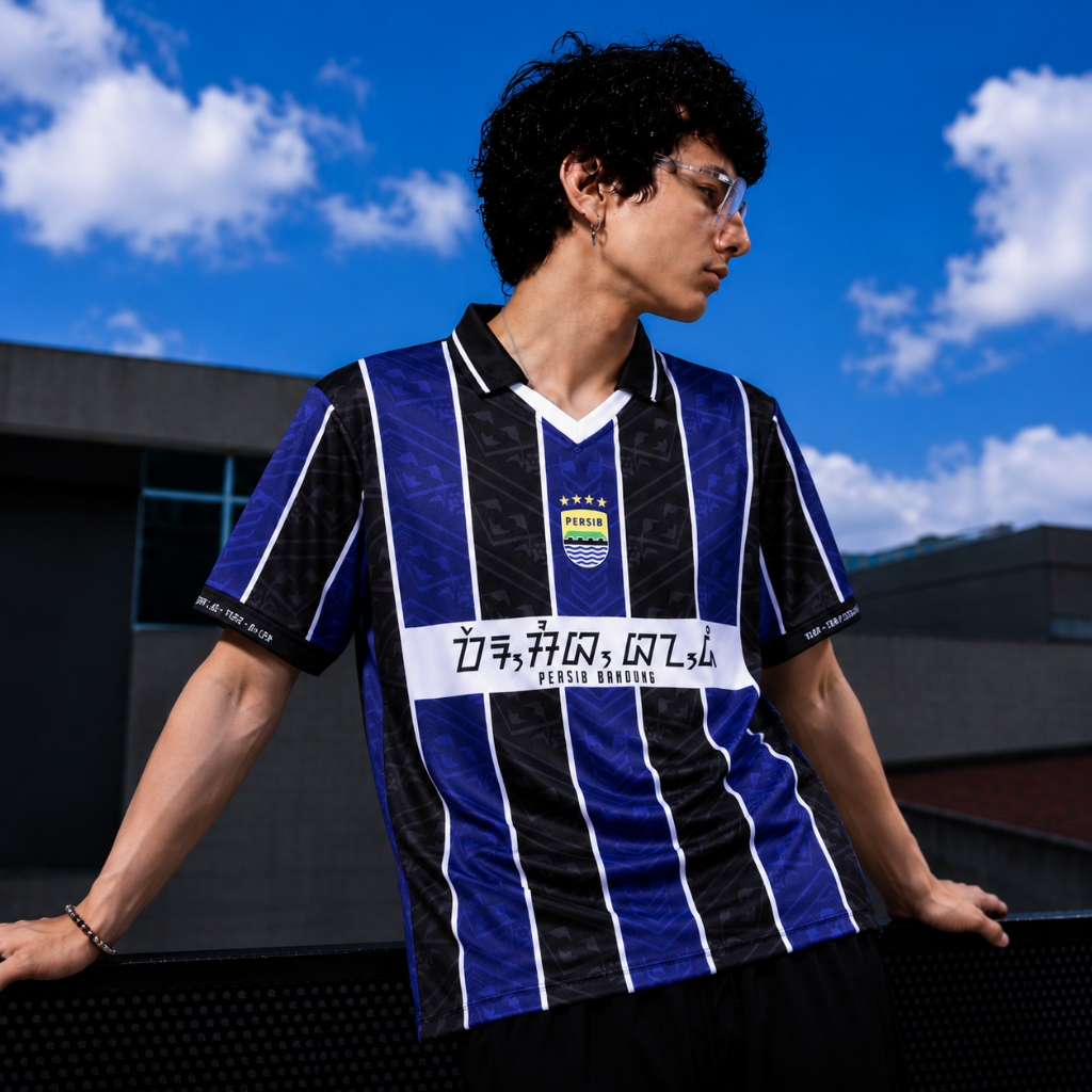 Jersey Persib Bandung Fantasy Aksara Sunda Dryfit Milano Biru Hitam lengan pendek  Size M L XL 2XL B