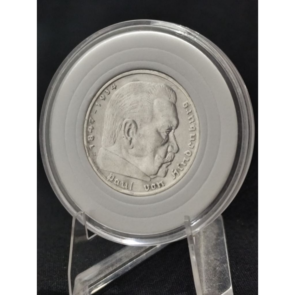 koin perak kuno asli 5 mark germany 1936 A rare