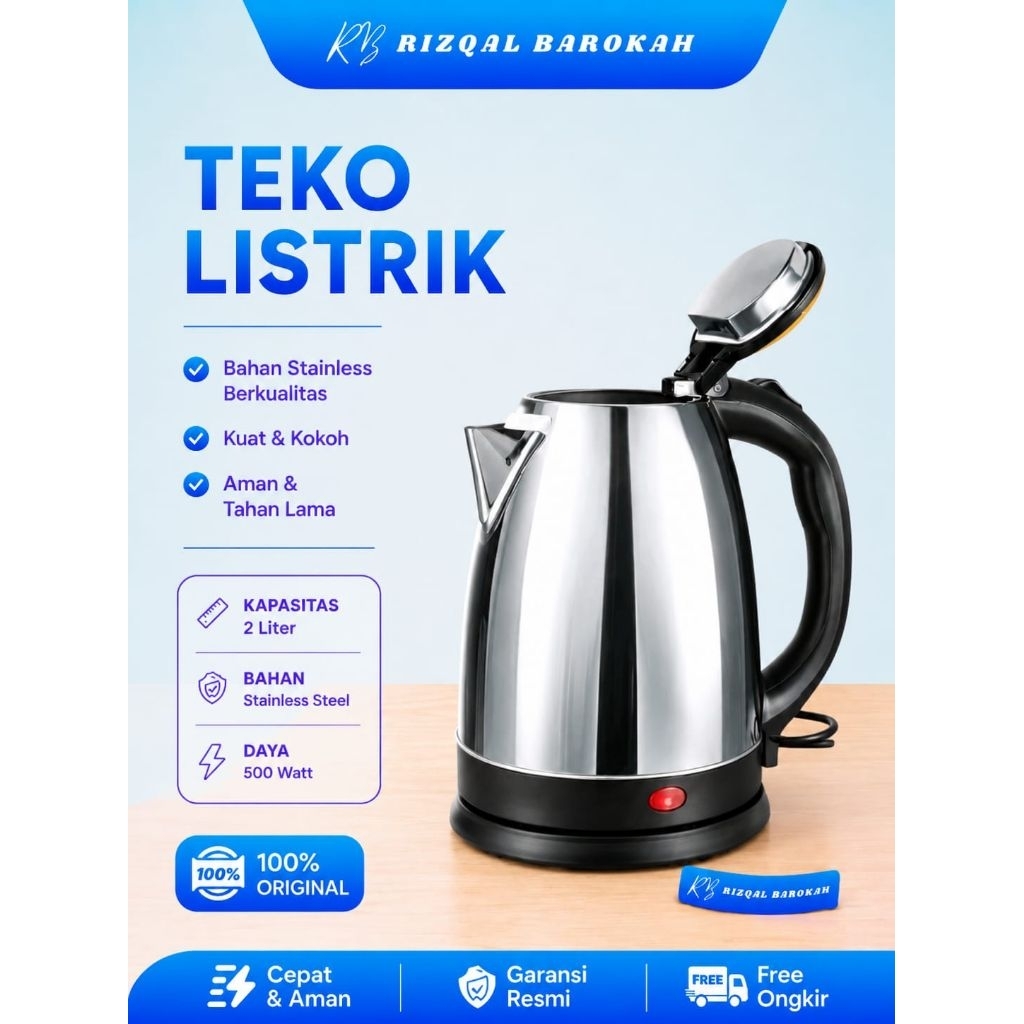 Teko Listrik Termos Listrik Pemanas Air 2 Liter