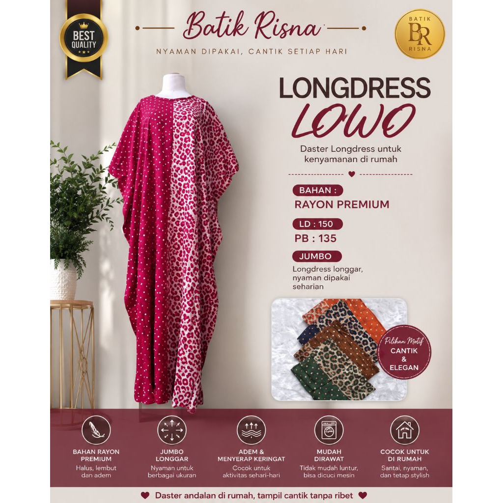Batik Risna//Batik Lowo//Long Dress Batwing