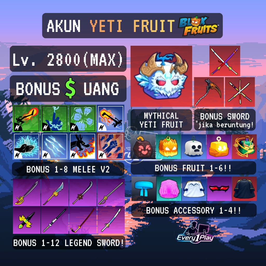 Akun Blox Fruit YETI Level Max - Akun Blox Fruit Roblox