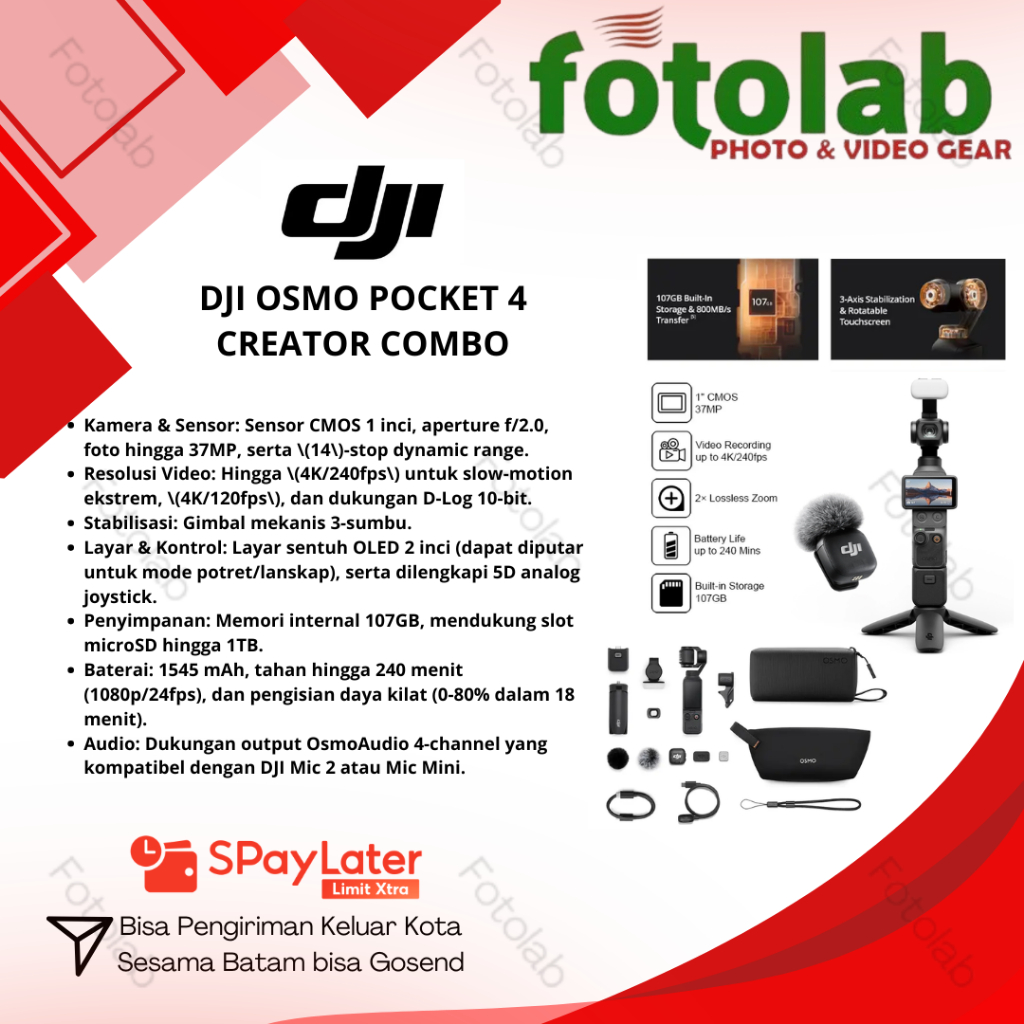 DJI Osmo Pocket 4 Creator Edition Action Camera - DJI Osmo Pocket 4 Creator Combo GARANSI RESMI