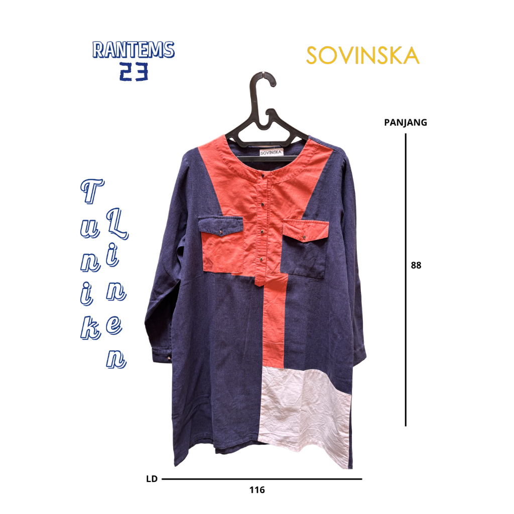 Tunik Linen Premium Sovinska Abstrak - Rantems Preloved Premium