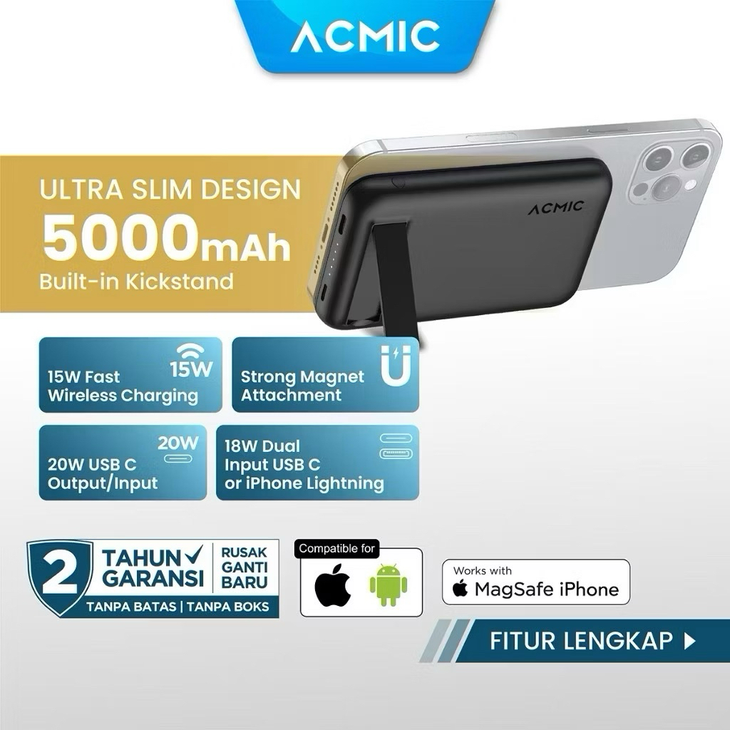 ACMIC Magnectic Powerbank MAGBANK-MW5 5000 MAH (New Product & Original)