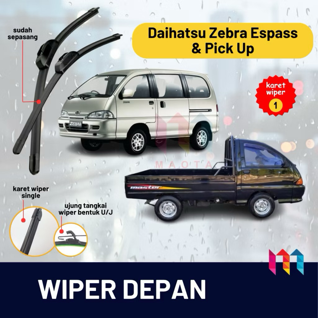 (BISA COD) Wiper Daihatsu Espass 1.3 1.6 dan Daihatsu Espass Pick Up Wiper Depan 1 Set Kanan Kiri