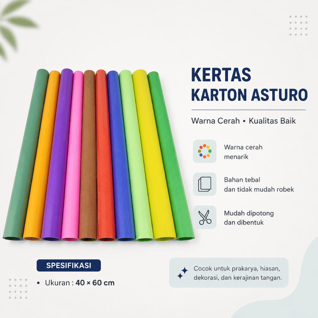 Kertas Karton Asturo Indofoam Kertas Tebal Warna Cerah 1 Pcs