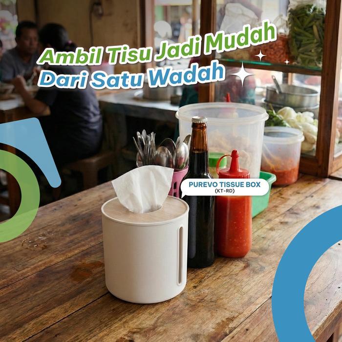 Olymware Purevo RD Tissue Box Bulat Kotak Tisu Tempat Penyimpanan Tissue Plastik Round Minimalis Mod