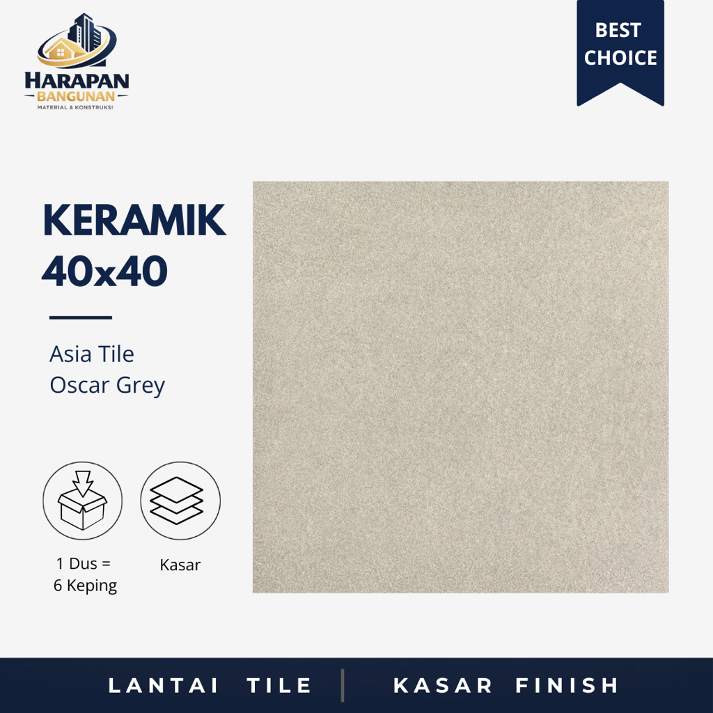Keramik Lantai Abu Abu 40x40 Asia Tile Oscar Grey Kasar 40 x 40