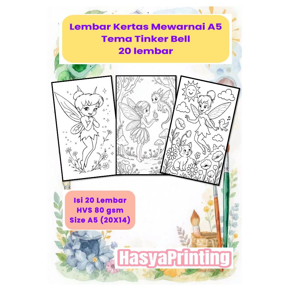 Lembar Kertas Mewarnai A5 TINKER BELL 20 Lembar