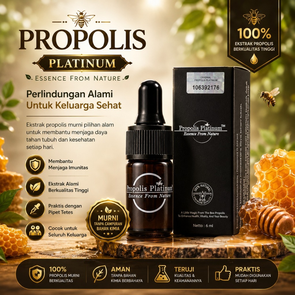 Propolis Platinum K-Link Single Bottle (6 ml) Essence From Nature Air Lebah Alami Propolis Herbal