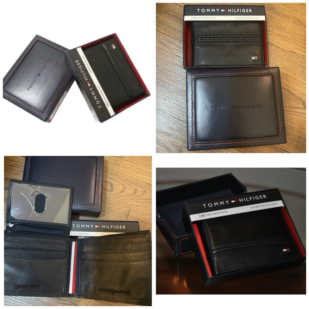Dompet cowo men wallet tommy hilfiger leather RFID bifold new original authentic box black
