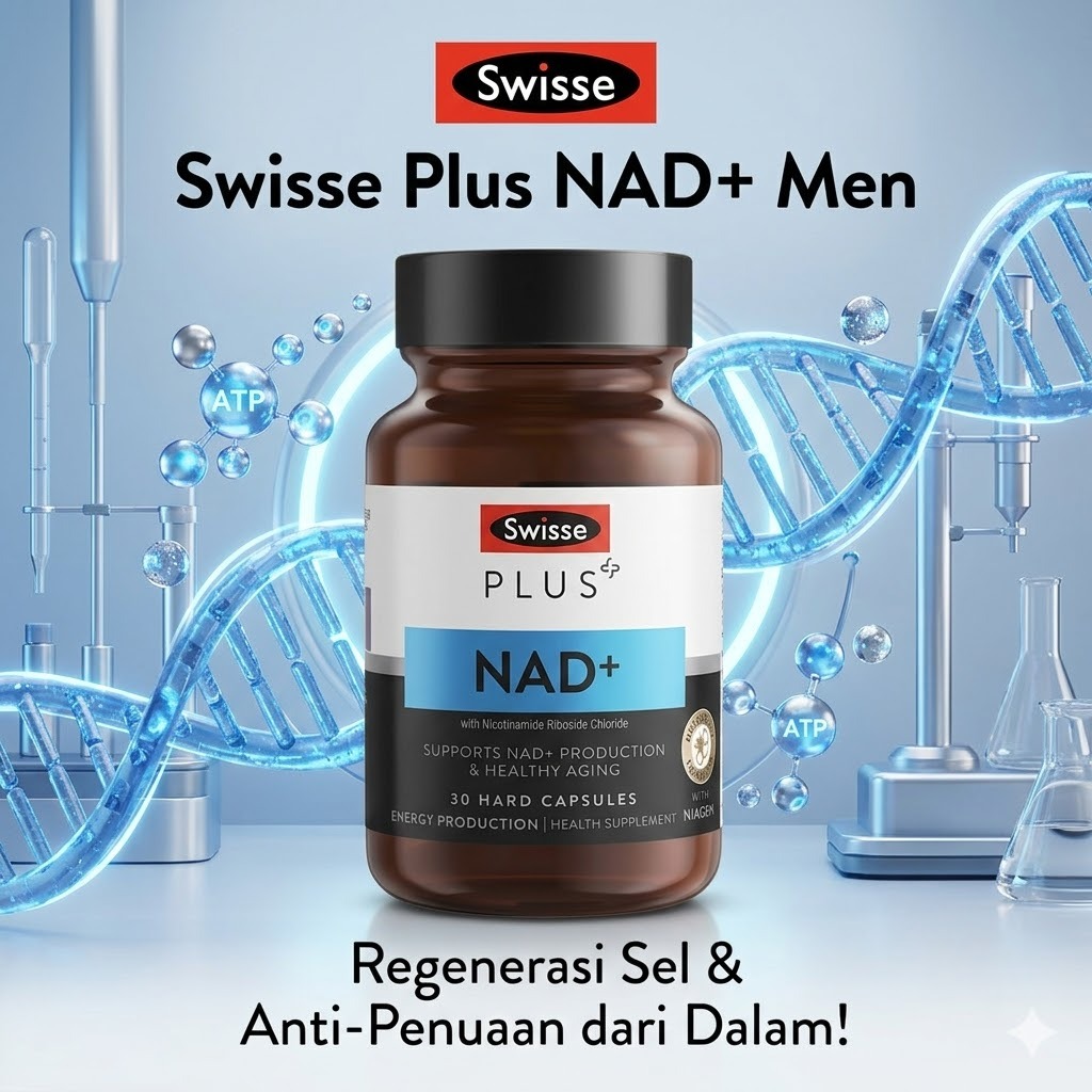 [Asli Impor] Swisse Plus NAD+ Cellular Energy Men 30 Kapsul - Vitamin Pria Booster Stamina Olahraga,