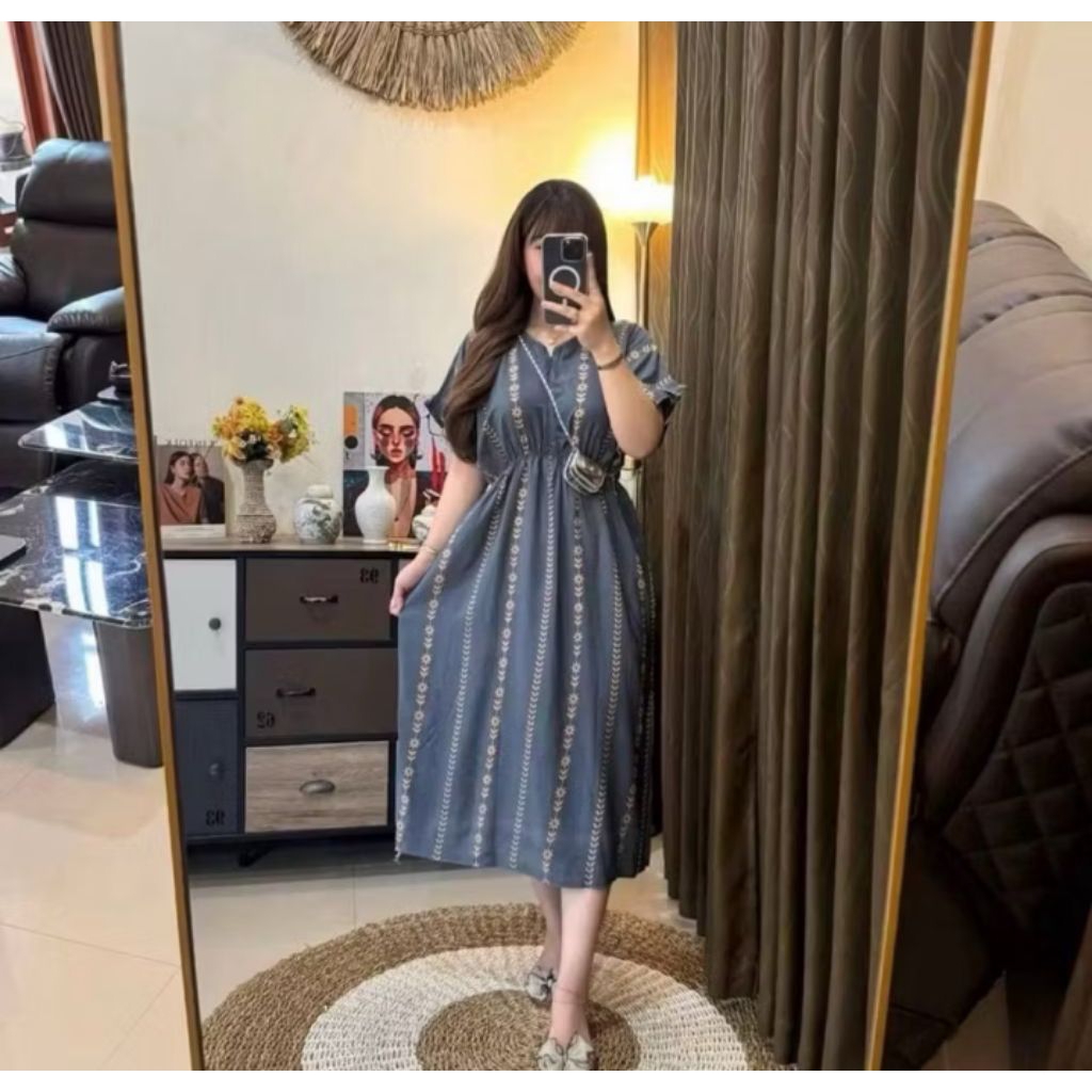 Luvema Daster Rayon Busui Ld120 Baju Tidur Tidur Dress Dress Wanita Nyaman Serut Karet Panjang