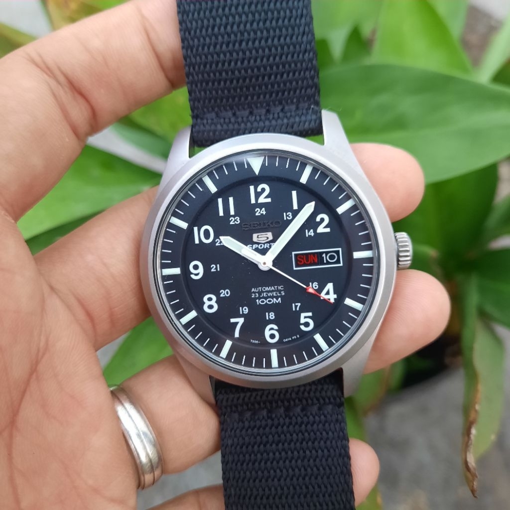 Seiko 5 Military Sports SNZG15K1 Black Hitam 7S36-03J0 SNZG15 Nylon not SNK809
