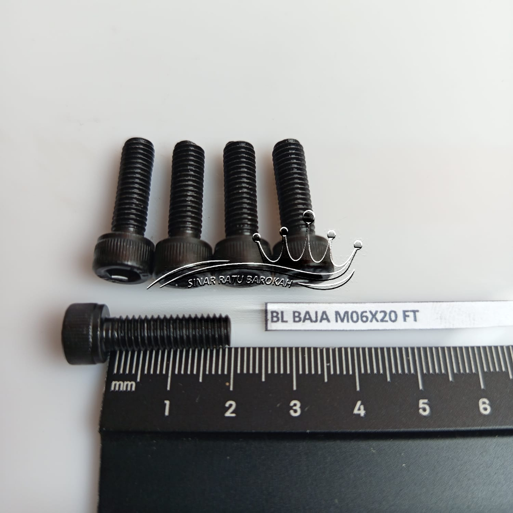 BAUT L M6X20 BAJA PANJANG 2 CM 2CM BAUD L BAJA M6 X 20 KUNCI L5 L 5 KUNCI PAS 10 FULL DRAT WARNA HIT