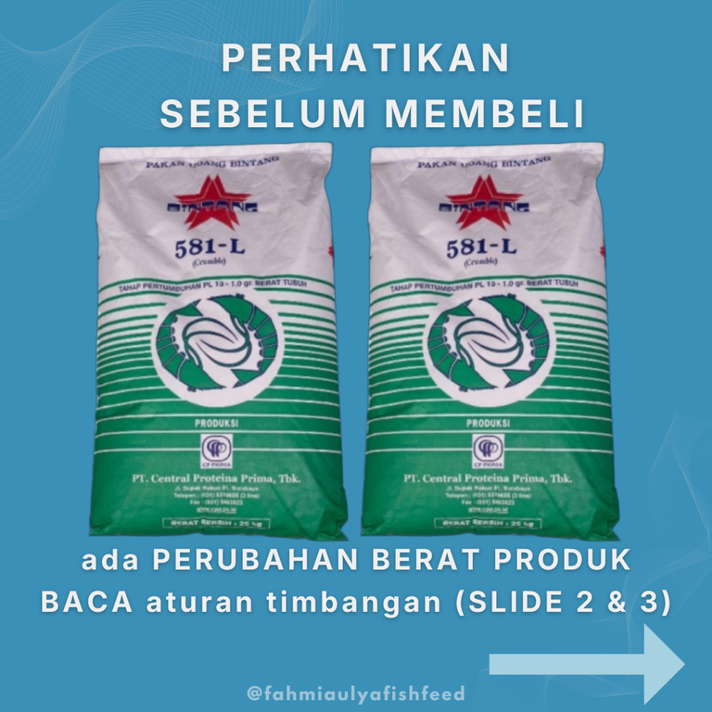 (KEMASAN 2 KG) BINTANG 581 - 10  PAKAN BENIH IKAN PROTEIN TINGGI 40% | PAKAN BENIH IKAN LELE GURAME 