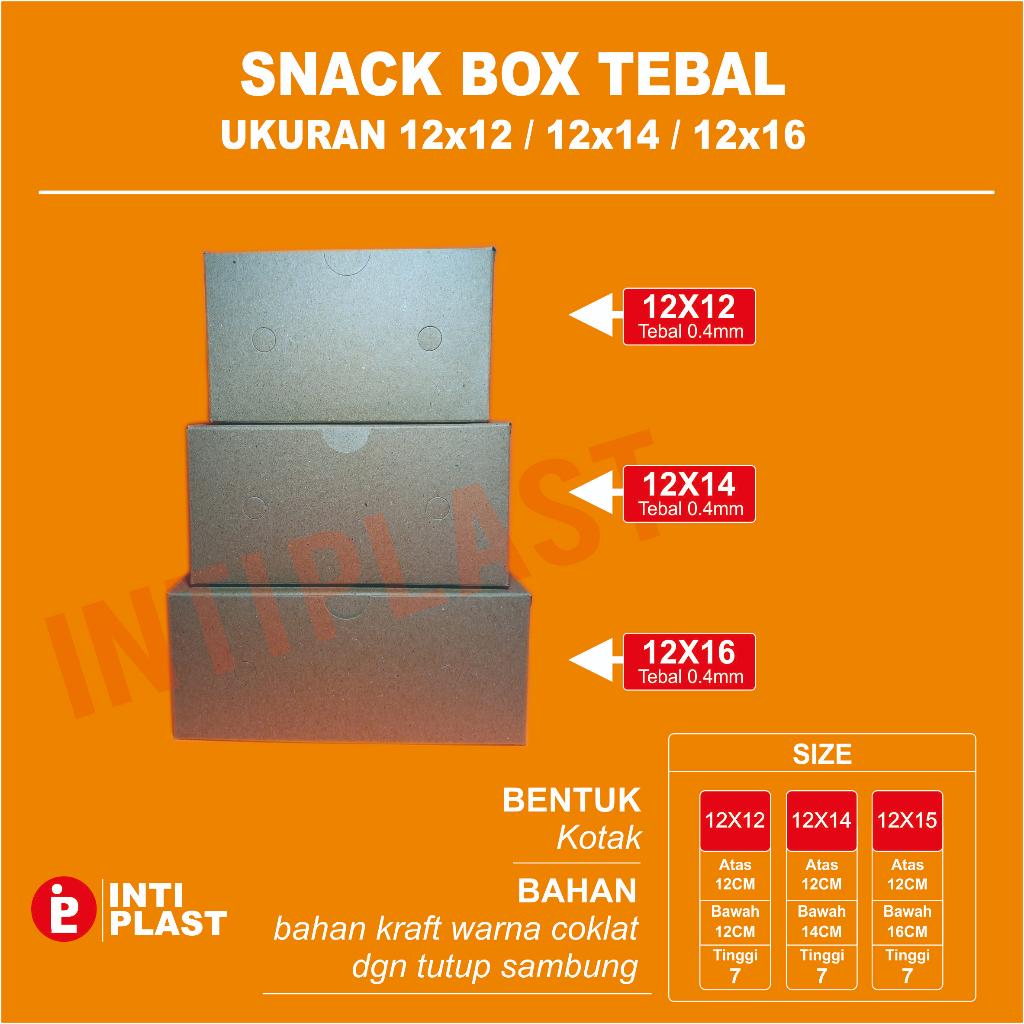 Snack Box Tebal 12x12 / 12x14 / 12x16 Dus Kotak Kue Kraft Coklat