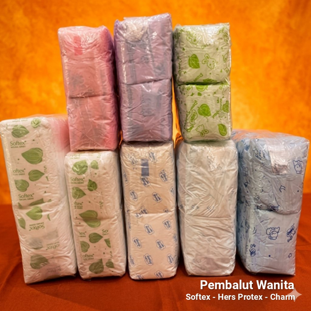 Pembalut Wanita Softex Charm Hers Protex Daun Sirih Reguler Sayap Non Sayap Isi 50 Pcs Ukuran 23 29 