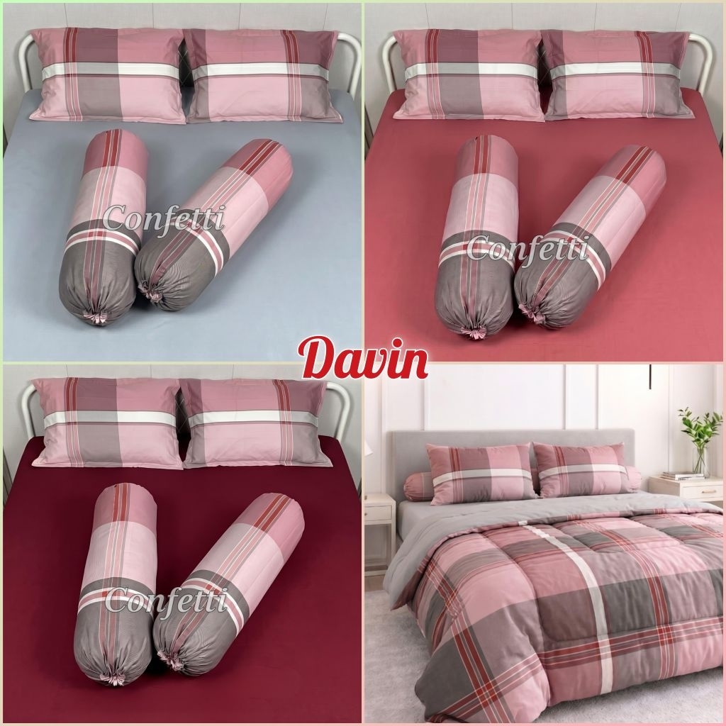 Confetti Sprei Kaos Sprei Anti Kusut Sprei Anti Geser Sprei Karet Keliling Motif DAVIN