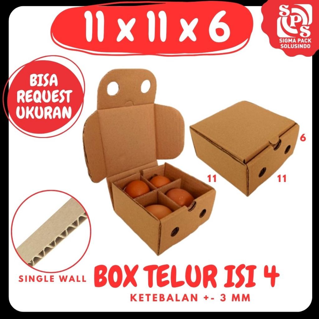 Box telur isi 4 11x11x6 LD /Kardus Telur isi 4 11x11x6 /dus telur isi 4 Packing Kotak Dus Telur Asin