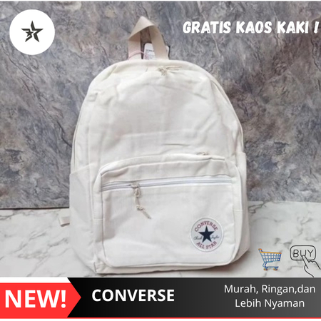 TAS RANSEL TAS SEKOLAH TAS KULIAH CONVERSE GO 2 WHITE / CONVERSE GO 2 CANVAS PREMIUM FREE KAOS KAKI