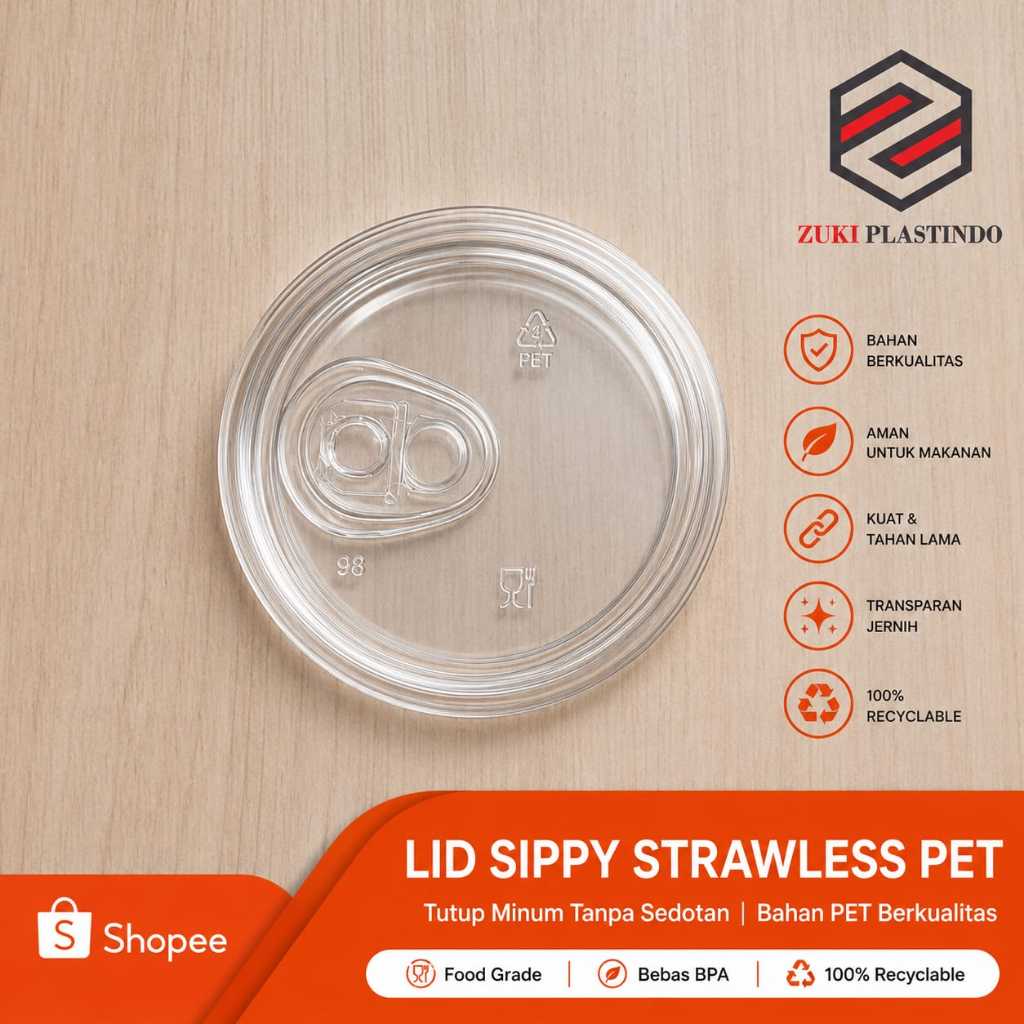 Lid Sippy Strawless PET 50pcs