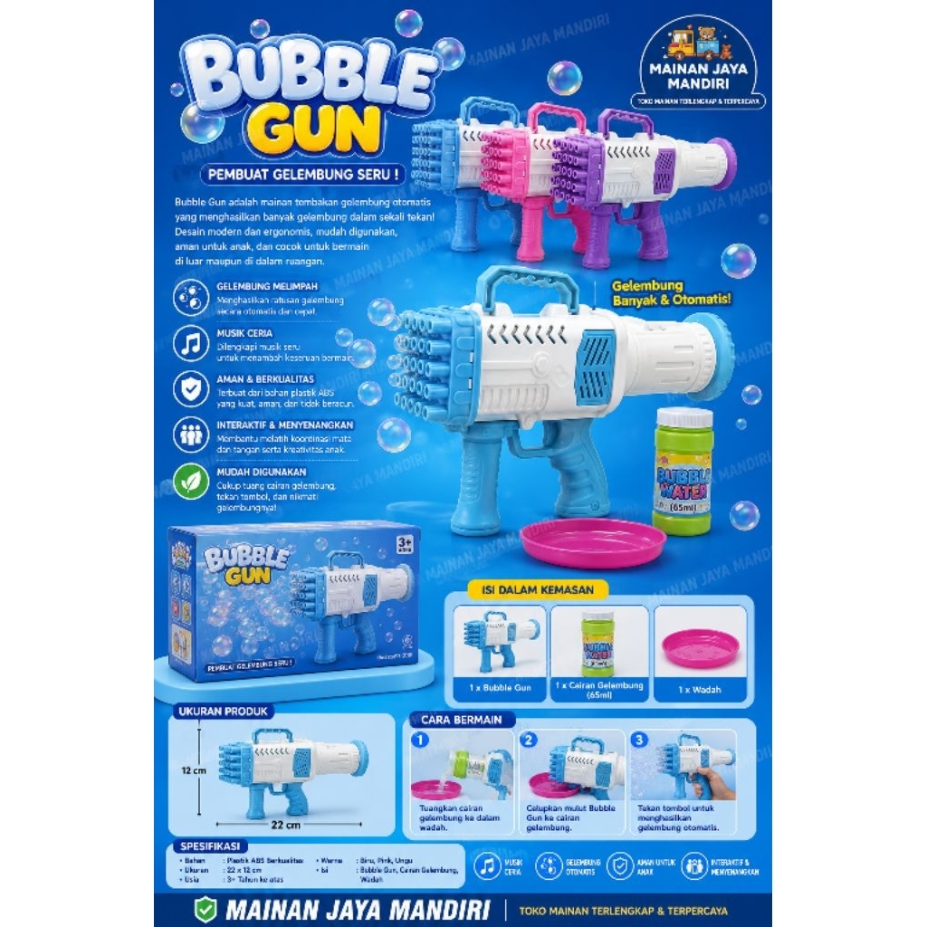 Mainan Pistol anak bubble BAZOOKA 25LUBANG