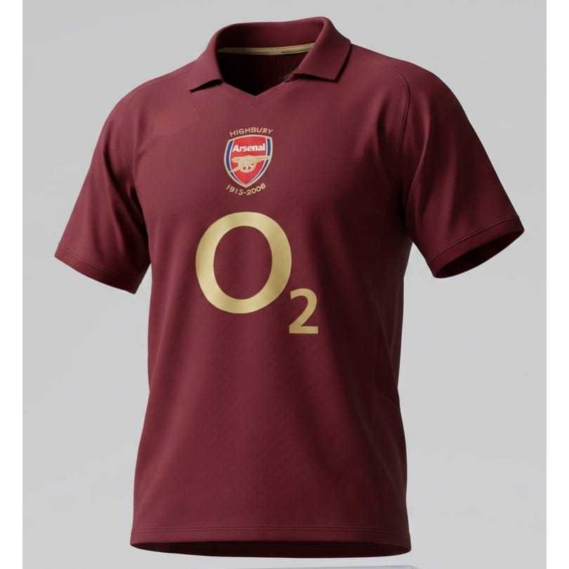 jersey retro arsenal 2005 maroon highbury short sleeve