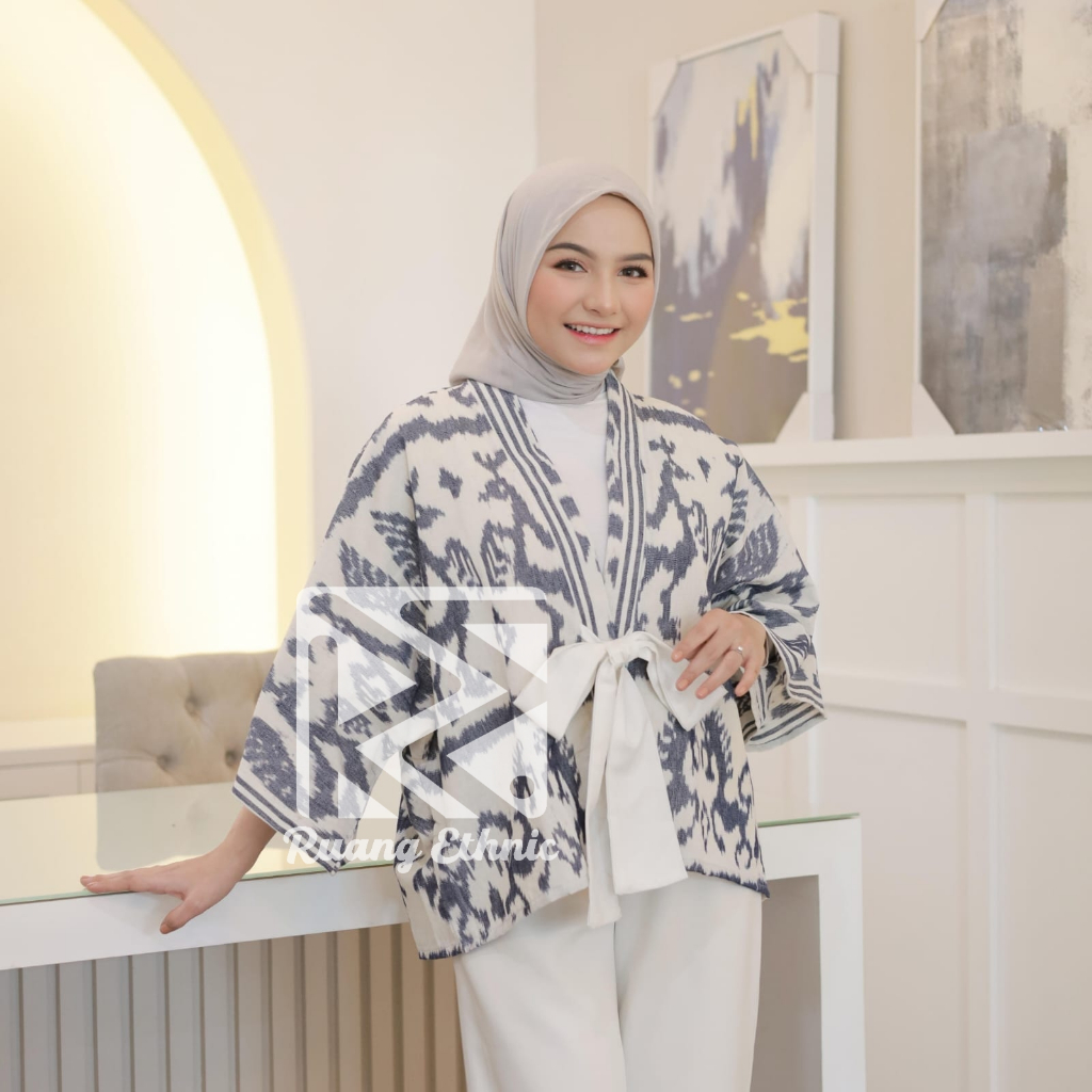 (RUANG ETHNIC) KIMONO OUTER MOTIF TALI TOYOBO - TENUN PREMIUM - OUTER TALI - OUTER SUMBA - OUTER SAL