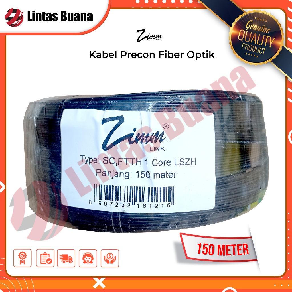 Kabel dropcore FTTH PRECON 1 CORE 150 METER ZIMMLINK Langsung Pakai