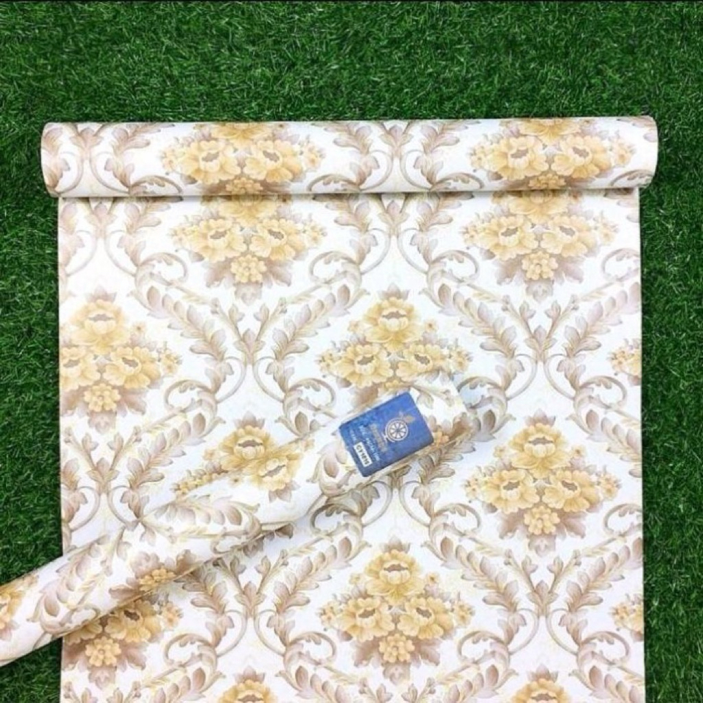 Wallpaper Sticker Dinding Motif Bunga Cream CY1016