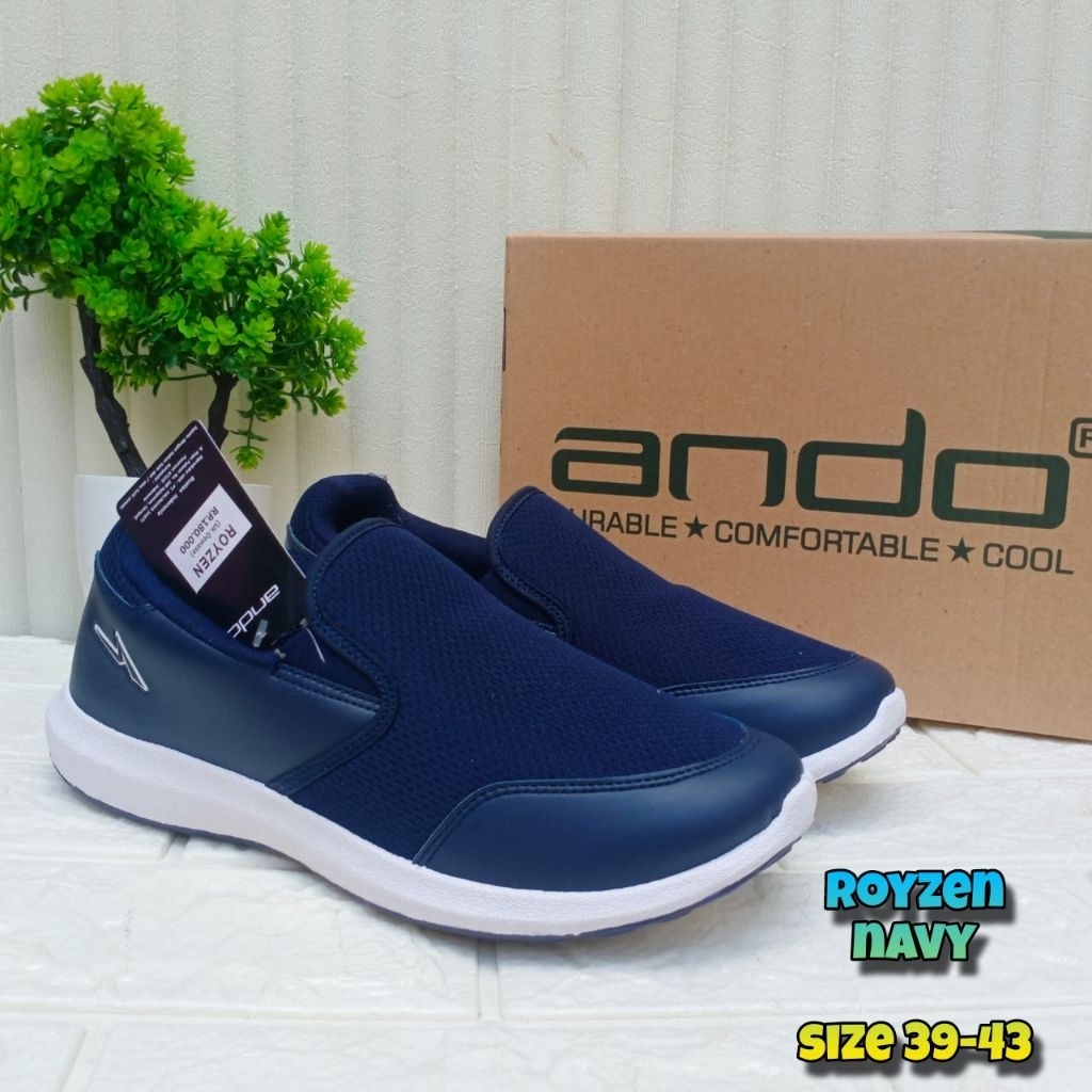 SEPATU SLIP ON PRIA SIZE 35-43 / SEPATU ANDO DARWIS CARLO ARKA FULL HITAM - SEPATU CASUAL PRIA MURAH