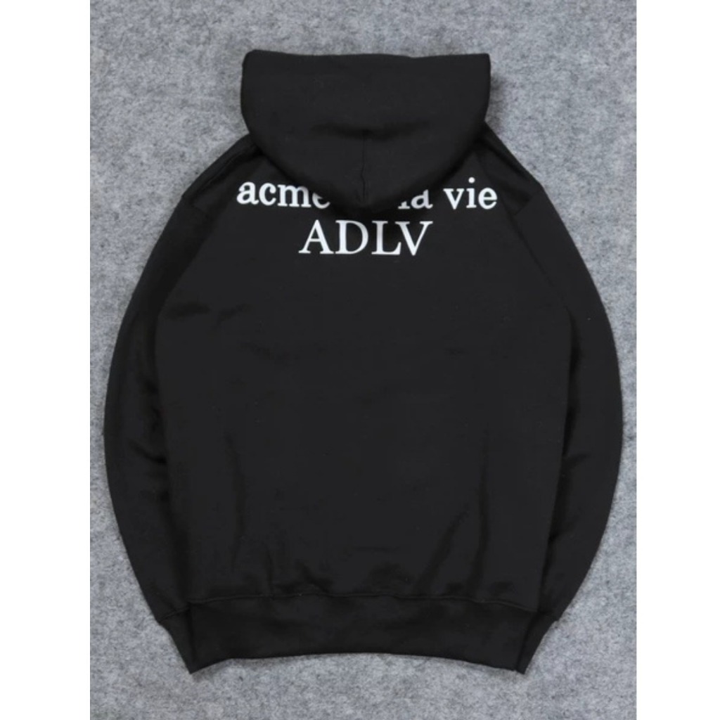 Sweater Jaket Pullover Kupluk Hitam Sablon Back Acme De La Vie Pakaian Casual Comfy Dailywear