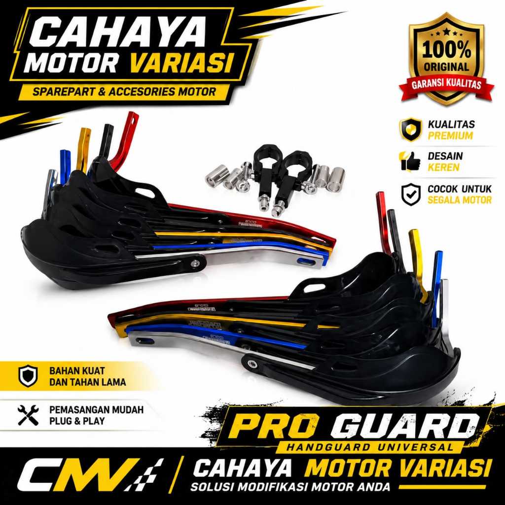 Handguard Tulang Besi Protaper Cover Pelindung Tangan Universal Hitam Gold Merah Biru Silver