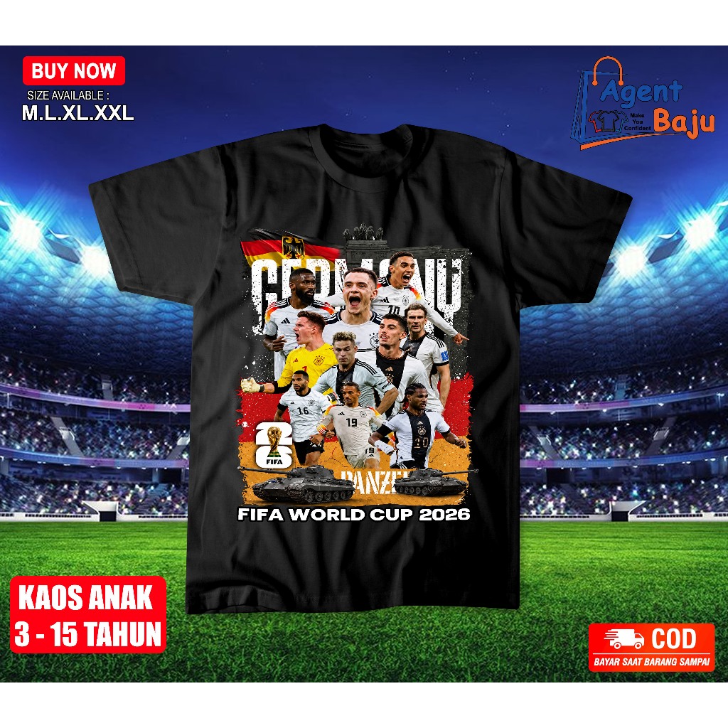 Agent Baju – Kaos Bola Tshirt Anak Piala Dunia 2026 FIFA World Cup Timnas Jerman 100% Original Cotto