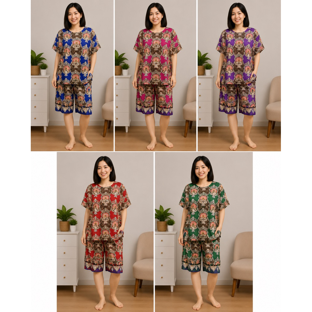 Setelan celana kulot 7/8 gajah putih / setelan kulot gajah putih / setelan batik gajah putih