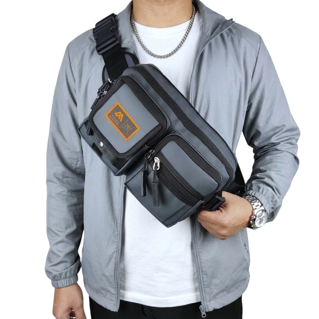 Pria Waistbag Waterproof Tas Pinggang Pria Waterproof Ballon 6 Ruang Bisa Selempang Waterproof Polo 