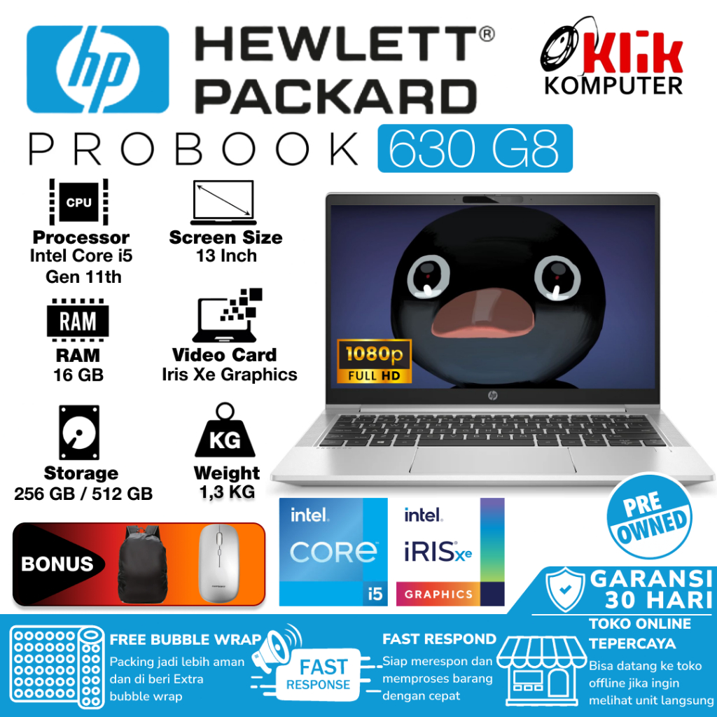 Laptop HP PROBOOK 630 G8 i5 gen 11 RAM 16 GB SSD 256 GB / 512 GB ULTRABOOK Slim Design touch