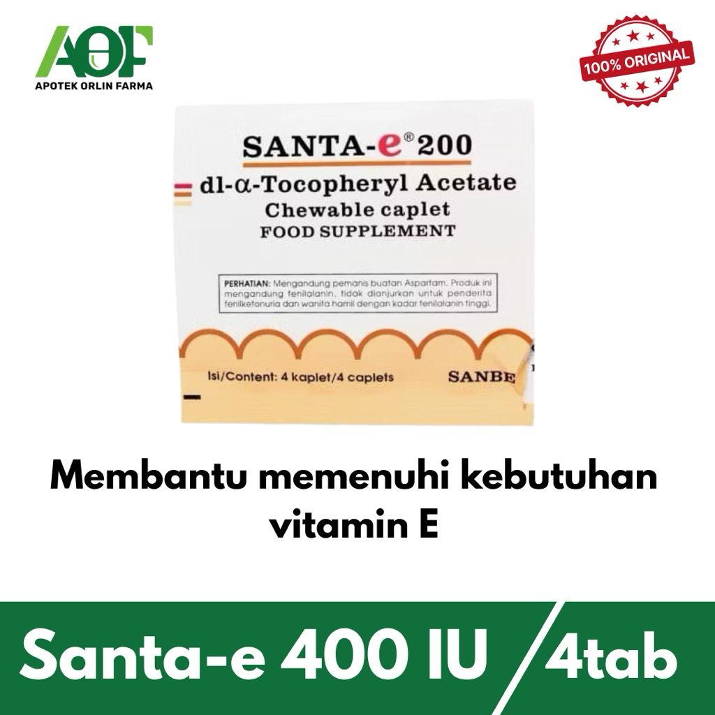 Santa-e 400 IU 1 strip isi 4 tablet untuk memenuhi kebutuhan vitamin E dan promil