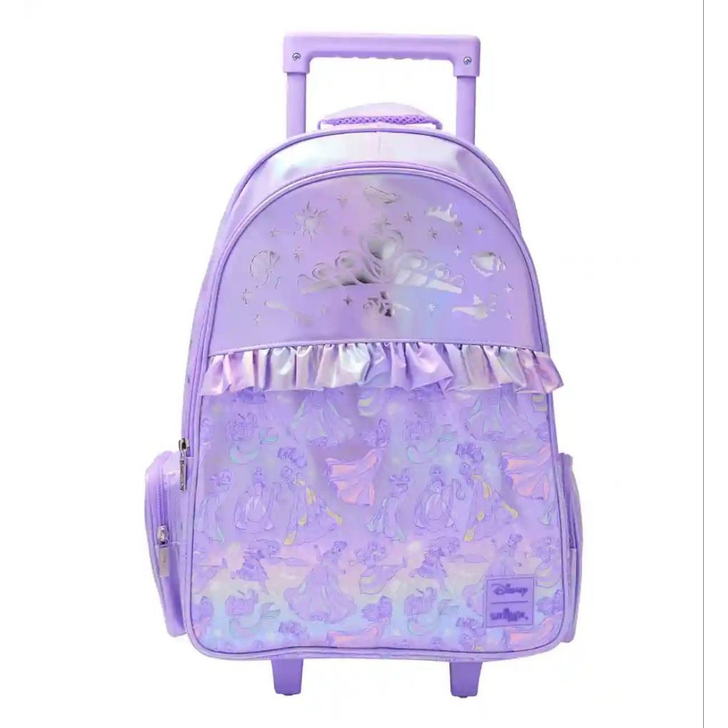 Tas Troli Smiggle Princess Disney Original - Backpack Koper Anak Cewek Ungu Glitter Hologram Cute Sc