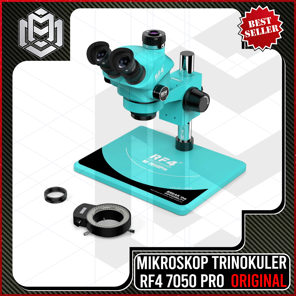MM - Mikroskop RF4 RF-7050PRO Trinokuler Plus Lampu LED / Mikroskop Trinokuler RF4 RF7050 PRO Origin