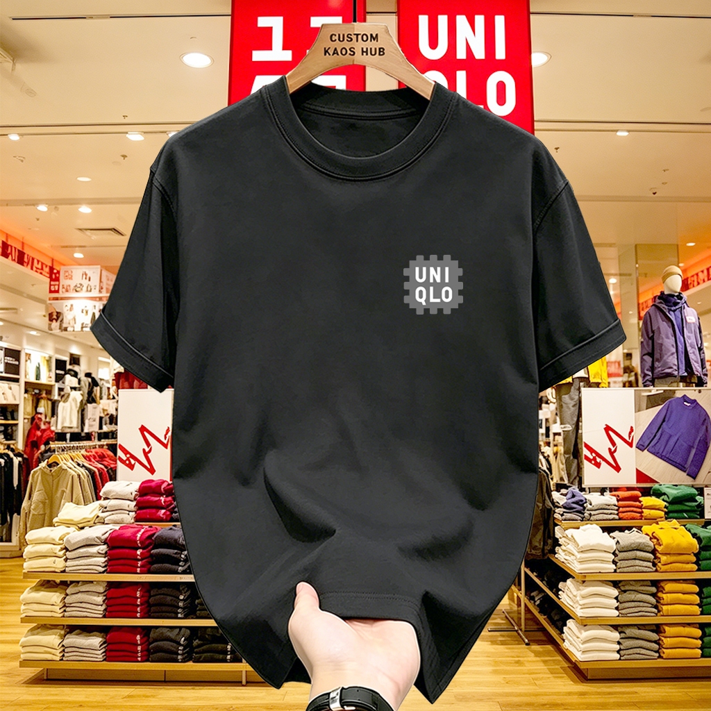 [Kaos Trends] UNIQLO Kaos Polos Pria Wanita Lengan Pendek Premium Cotton 24s, Kaos Polos Adem Tidak 