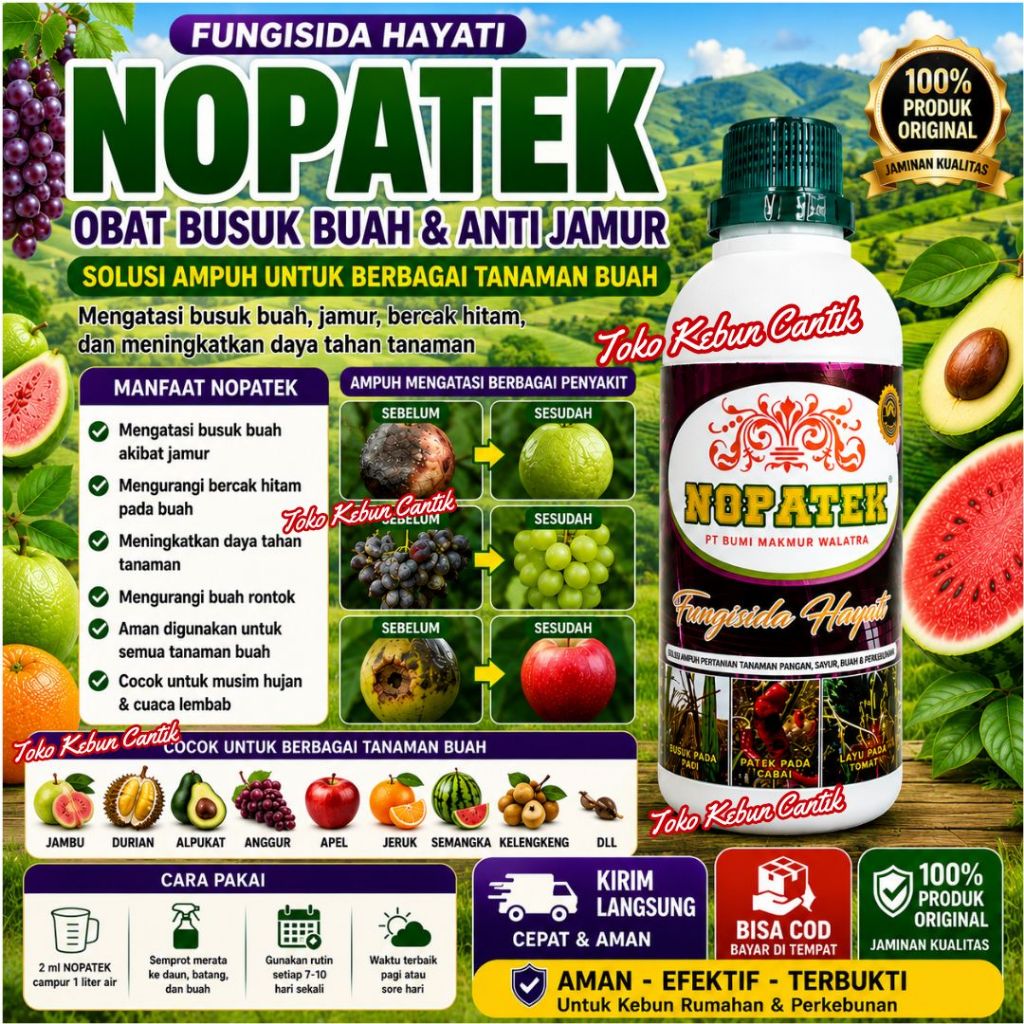 NOPATEK Fungisida Hayati Obat Busuk Buah Tanaman Obat Jamur Buah Durian Jeruk Anggur Alpukat