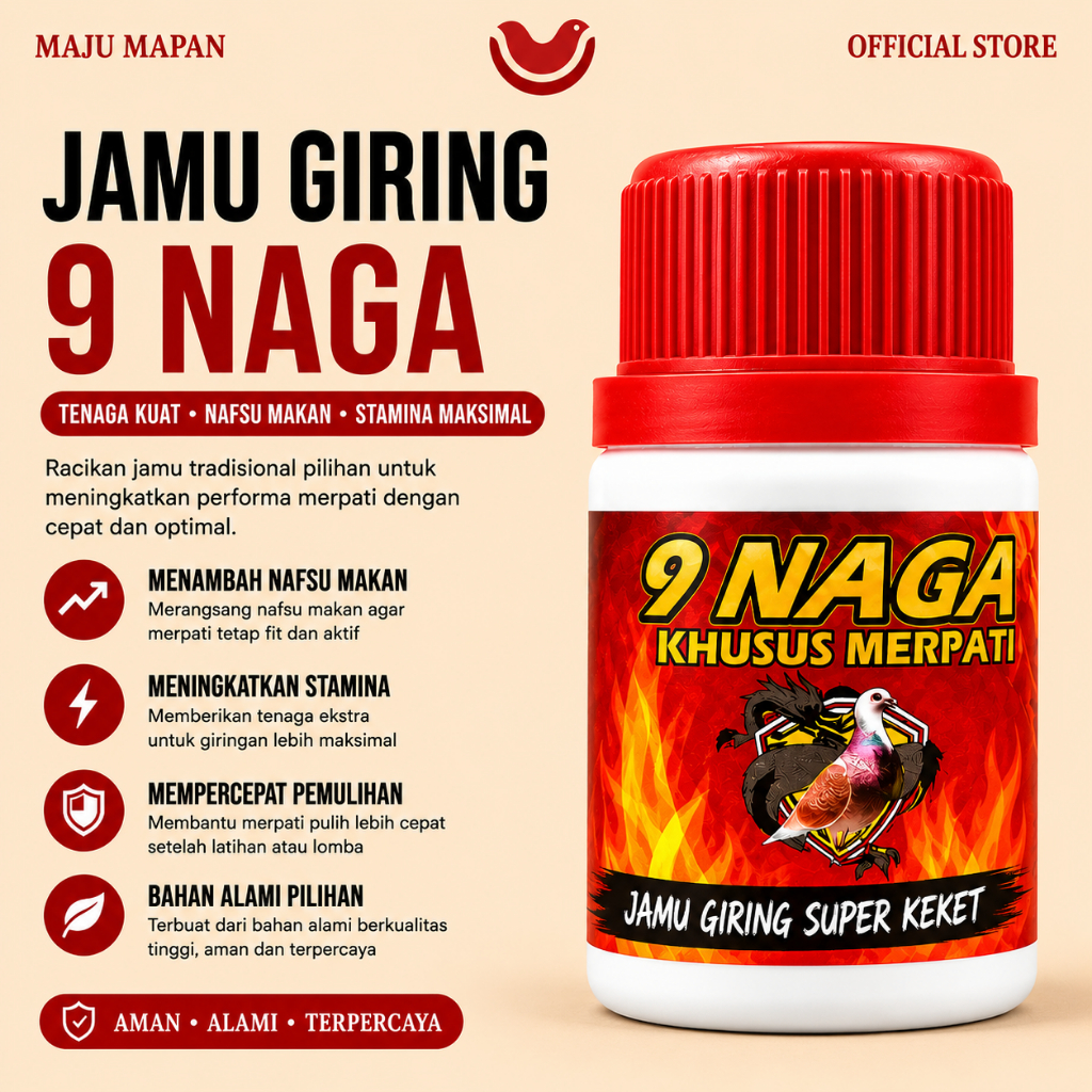 Jamu Giring Merpati 9 Naga – Super Keket, Giring Ngunci, Penambah Birahi & Stamina Merpati Balap