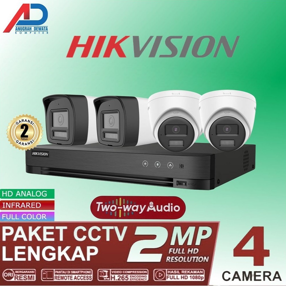 PAKET CCTV HIKVISION 2MP 4 CAMERA FULL SET